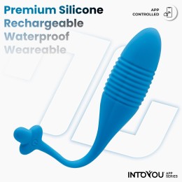 Синее интерактивное виброяйцо с поступательными движениями Thrusting Egg