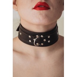 Коричневый широкий ошейник из мягкой кожи