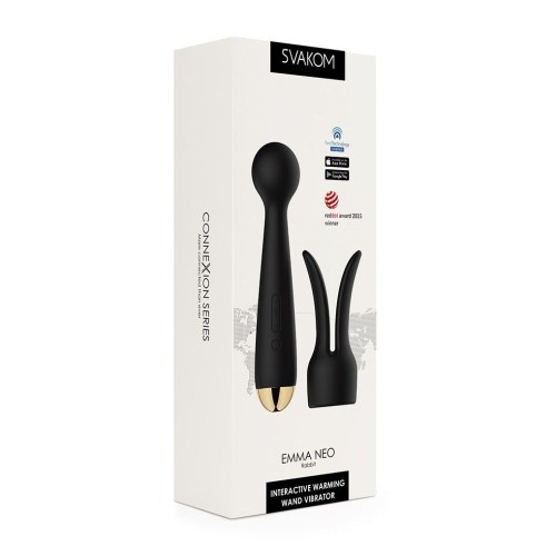Черный интерактивный нагревающийся вибромассажер Emma Neo