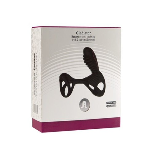 Чёрная насадка на фаллос Gladiator + LRS  с трехкнопочным пультом управления