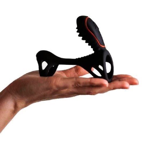 Чёрная насадка на фаллос Gladiator + LRS  с трехкнопочным пультом управления