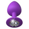 Фиолетовая анальная пробка со стразом Her Little Gem Large Plug - 9,5 см.