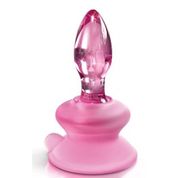 Розовая стеклянная пробка Icicles №90 с силиконовой присоской - 8 см.