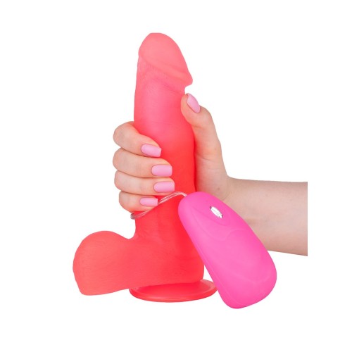 Розовый гелевый вибратор на присоске - 19 см.
