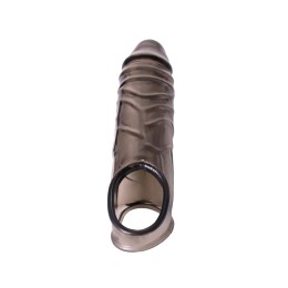 Дымчатая фаллическая насадка с подхватом и закрытой головкой - 16,2 см.