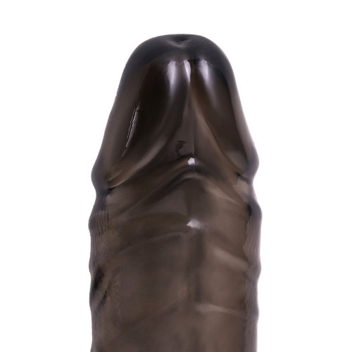 Дымчатая фаллическая насадка с подхватом и закрытой головкой - 16,2 см.