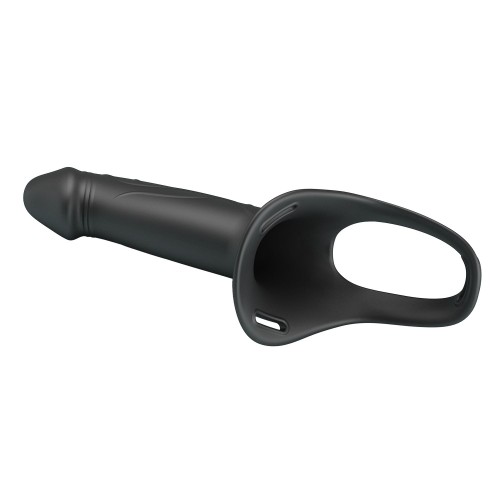 Черный полый мужской страпон London - 16,8 см.