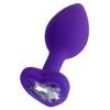 Фиолетовая анальная втулка Diamond Heart с прозрачным кристаллом - 8 см.