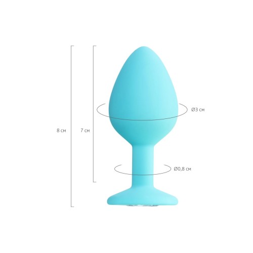 Мятная анальная втулка Brilliant с прозрачным кристаллом - 8 см.