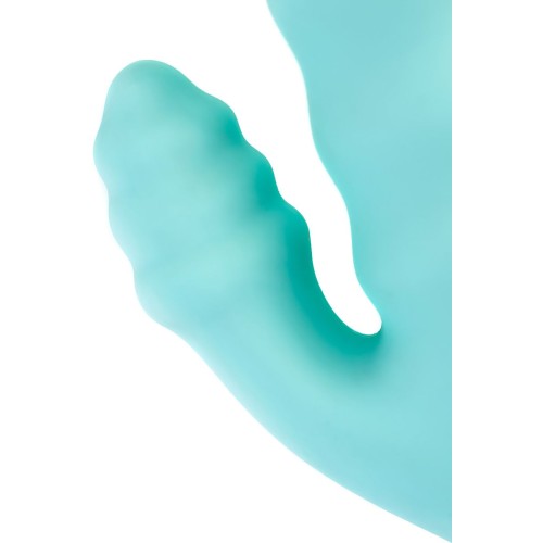 Мятный рельефный вибратор с клиторальной стимуляцией Flax - 17,5 см.