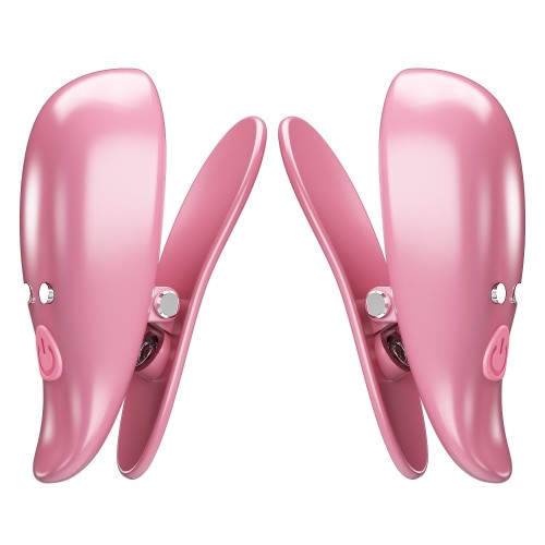 Розовые вибромассажеры для сосков с пультом ДУ Cayley