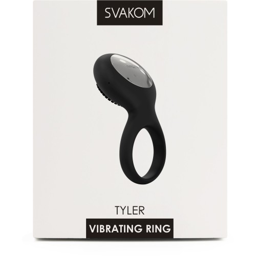 Чёрное перезаряжаемое эрекционное виброкольцо Tyler
