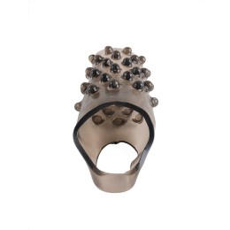 Дымчатая насадка на пенис с выпуклостями - 12 см.