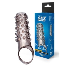 Дымчатая насадка на пенис с шипами и выпуклостями - 12 см.