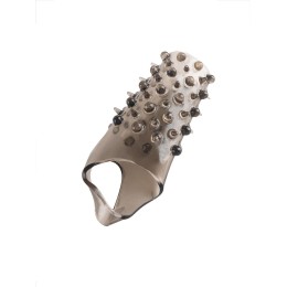 Дымчатая насадка на пенис с шипами и выпуклостями - 12,5 см.