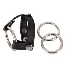 Подхват для мошонки с 3 съемными эрекционными кольцами Leder-Riemen