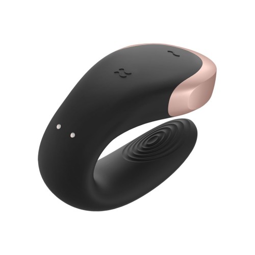 Черный  вибратор для пар Double Love с возможностью управления через пульт и приложение