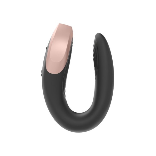 Черный  вибратор для пар Double Love с возможностью управления через пульт и приложение