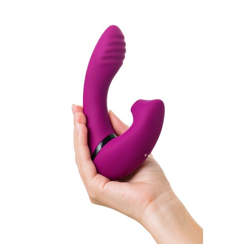 Фиолетовый поворотный вибратор c вакуумной стимуляцией Spinser - 23 см.