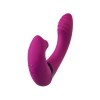 Фиолетовый поворотный вибратор c вакуумной стимуляцией Spinser - 23 см.