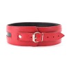 Красно-чёрный кожаный ошейник увеличенного размера