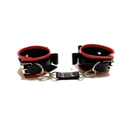 Черно-красные наручники с бантиками из эко-кожи