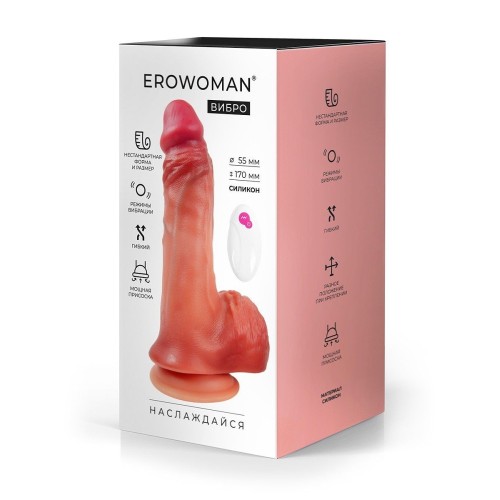 Телесный вибратор-реалистик с присоской и пультом ДУ - 25,5 см.