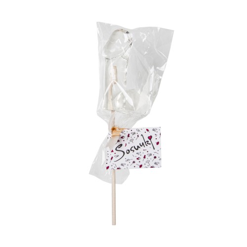 Прозрачный леденец в форме фаллоса со вкусом пина колада - 80 гр.