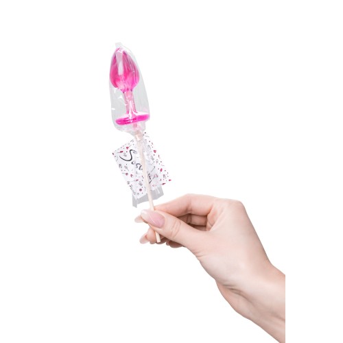 Розовый леденец  в форме анальной втулки со вкусом айриш крим - 29 гр.