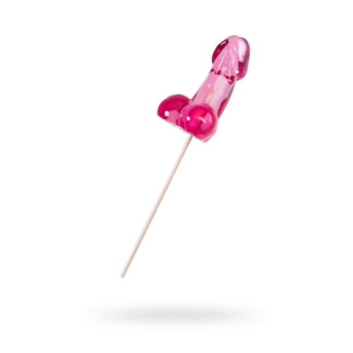 Розовый леденец в форме члена со вкусом айриш крим - 80 гр.