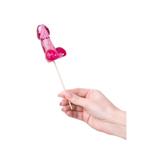 Розовый леденец в форме члена со вкусом айриш крим - 80 гр.