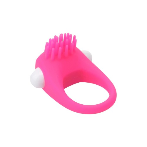 Розовое эрекционное кольцо с щеточкой Silicone Stimu Ring