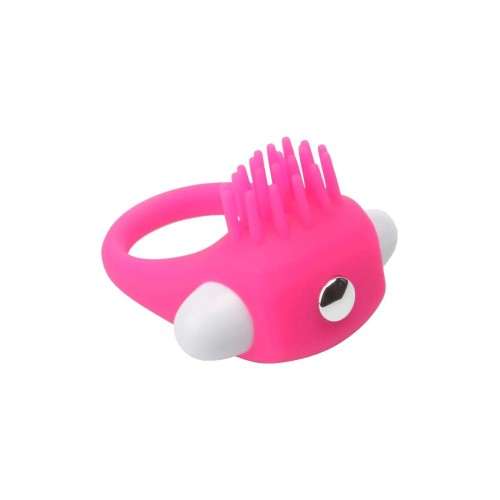 Розовое эрекционное кольцо с щеточкой Silicone Stimu Ring