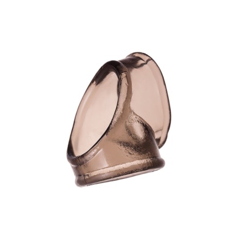 Дымчатое эрекционное кольцо с фиксацией мошонки