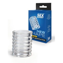 Прозрачная сквозная насадка на пенис с ребрышками