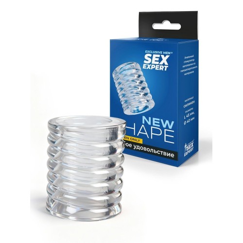 Прозрачная сквозная насадка на пенис с ребрышками