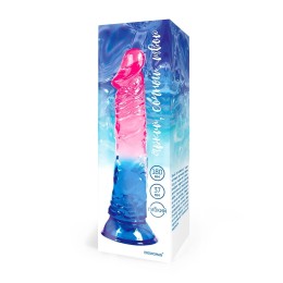 Яркий розово-синий фаллоимитатор с присоской