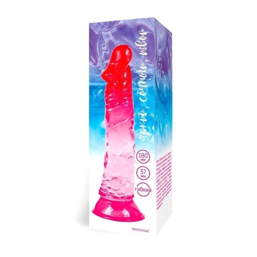 Яркий розово-красный фаллоимитатор с присоской