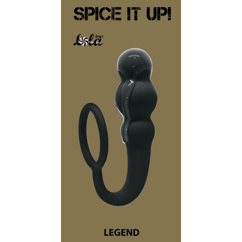 Чёрное эрекционное кольцо Legend с анальным стимулятором 