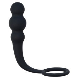 Чёрное эрекционное кольцо Legend с анальным стимулятором 