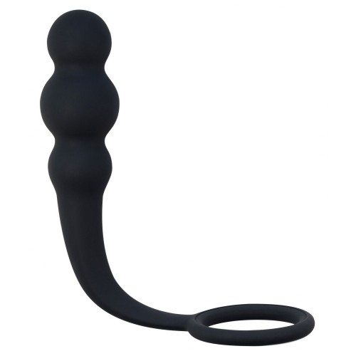 Чёрное эрекционное кольцо Legend с анальным стимулятором 