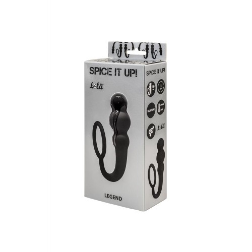 Чёрное эрекционное кольцо Legend с анальным стимулятором 