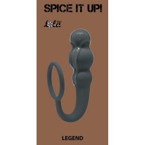 Серое эрекционное кольцо Legend с анальным стимулятором 