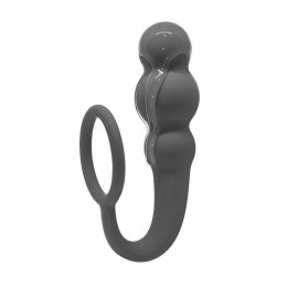 Серое эрекционное кольцо Legend с анальным стимулятором 