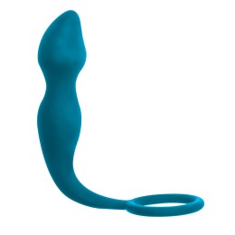 Бирюзовое эрекционное кольцо Sensation с анальным стимулятором 