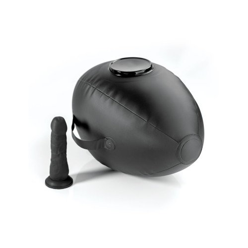 Черный надувной мяч с платформой для фиксации дилдо Body Dock Inflatable Love Ball