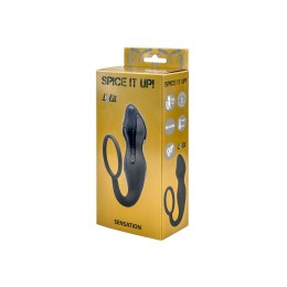 Серое эрекционное кольцо Sensation с анальным стимулятором 