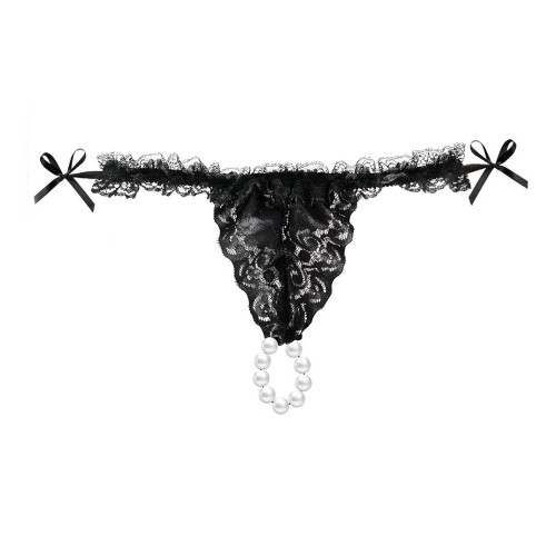 Набор Brazilian Panty: черные трусики со стимулирующими бусинами и массажный гель Sliding Gel Strawberry