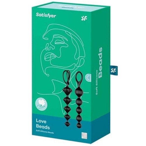 Набор из 2 чёрных анальных цепочек Satisfyer Love Beads