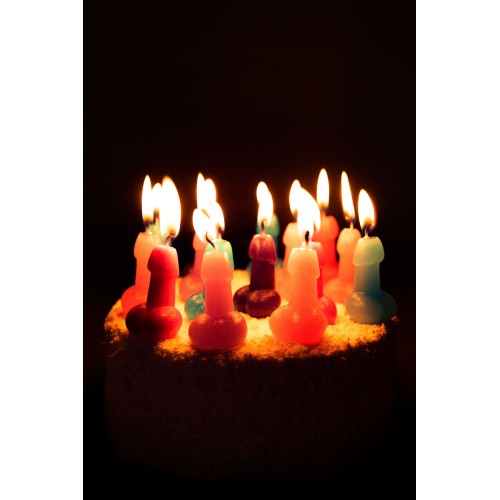 Набор из 10 разноцветных свечей в форме пениса